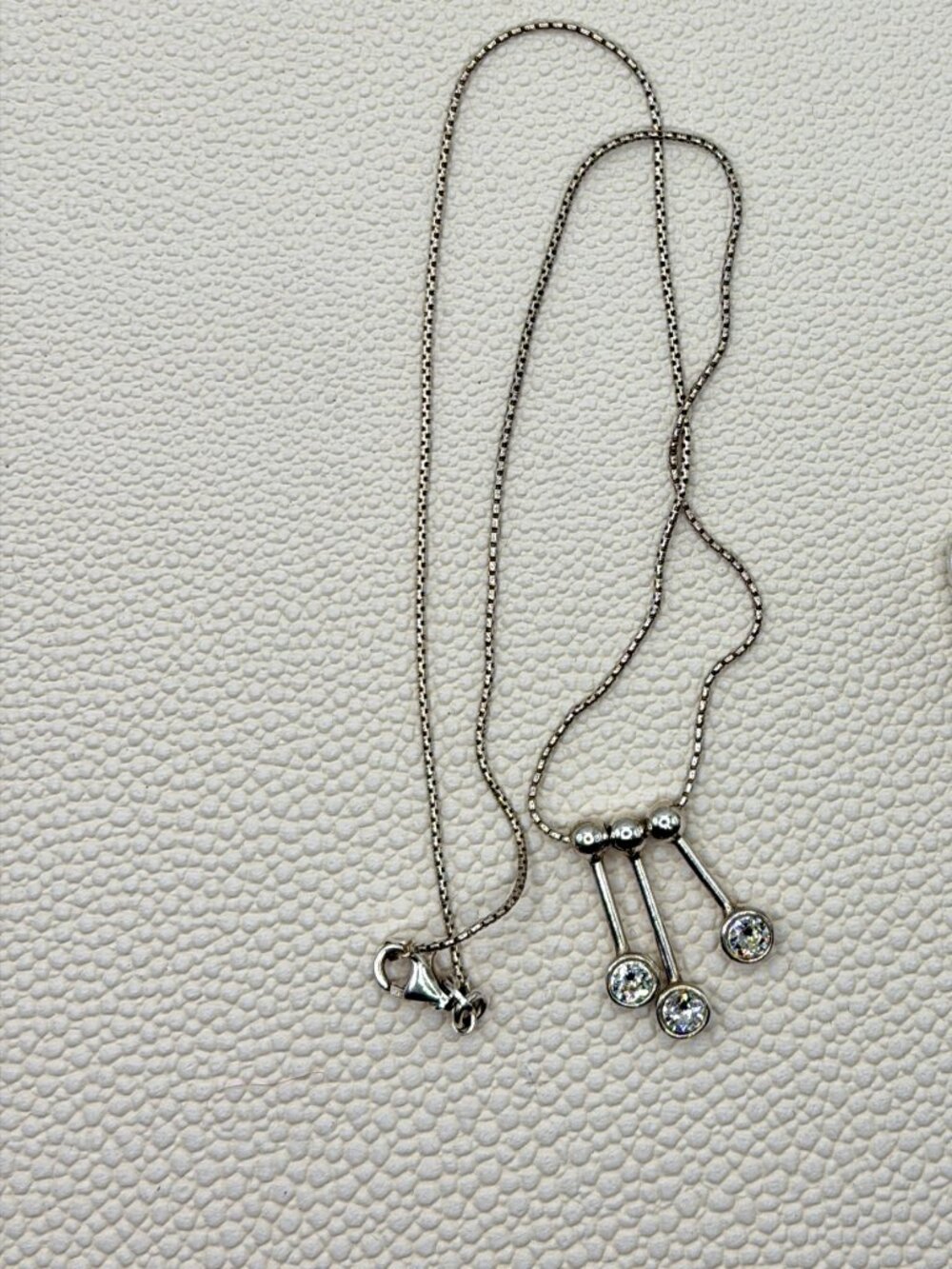 Uno A Erre 925 Sterling Silver CZ Three Drop Pendant Necklace Vintage 4.04g
